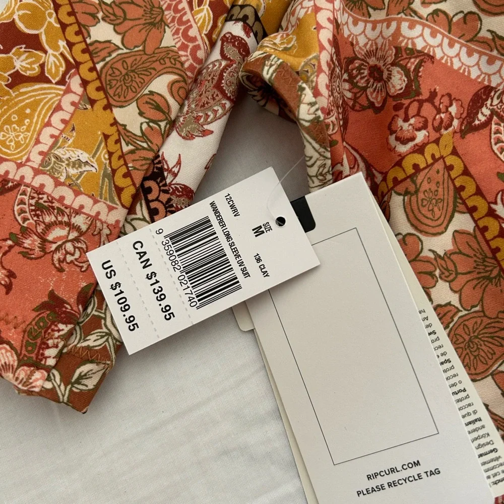 NWT Rip curl Wanderer Sunsuit rash guard clay long sleeve uv suit - Picture 3 of 8